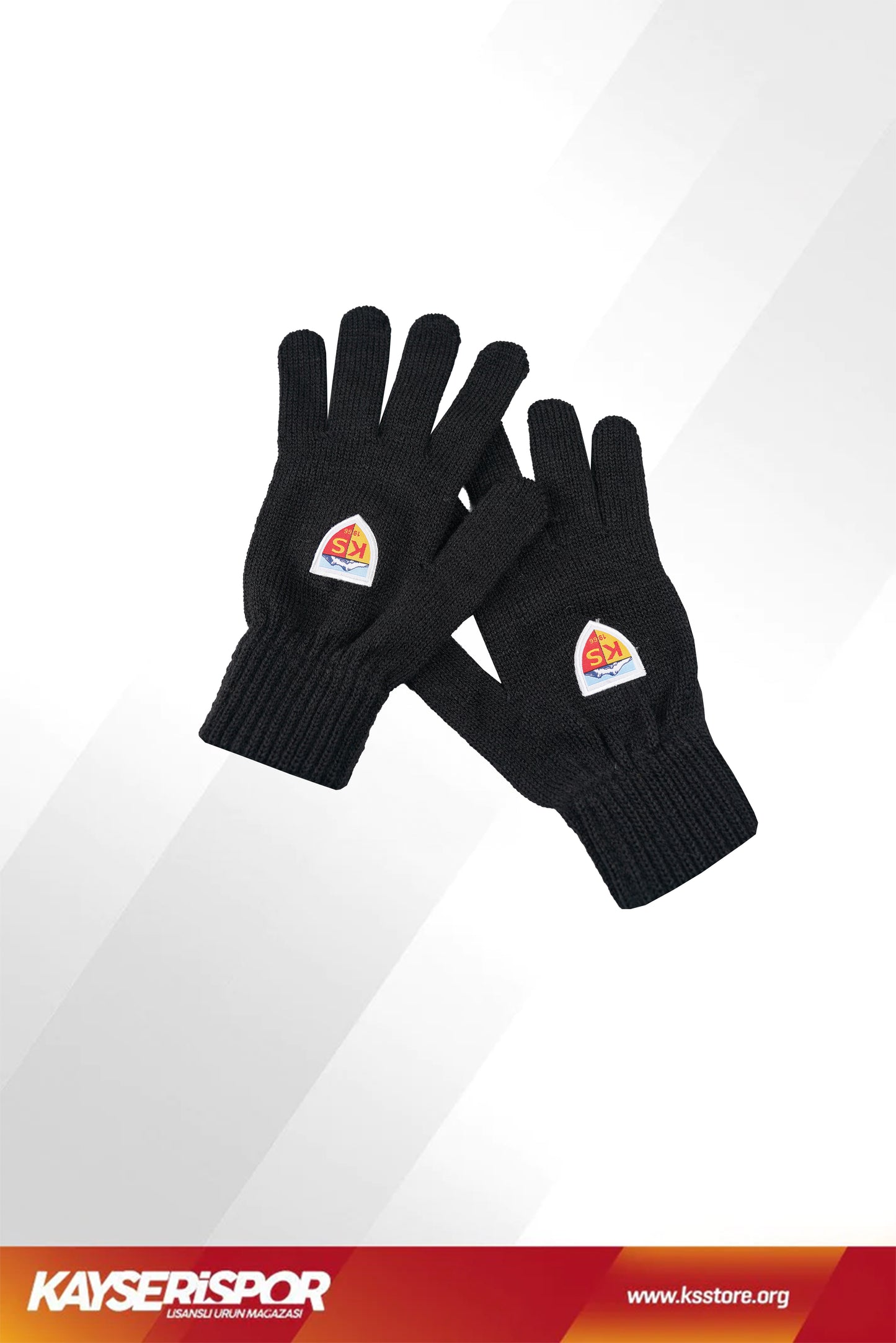 Logolu Siyah Örgü Eldiven