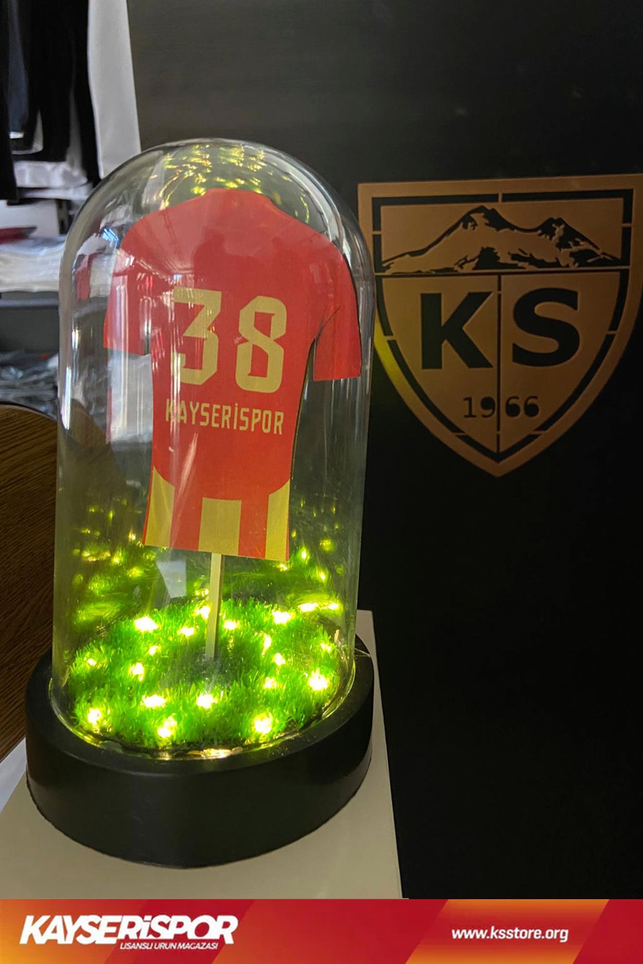 Kayserispor Mini Çubuklu Forma Işıklı Fanus