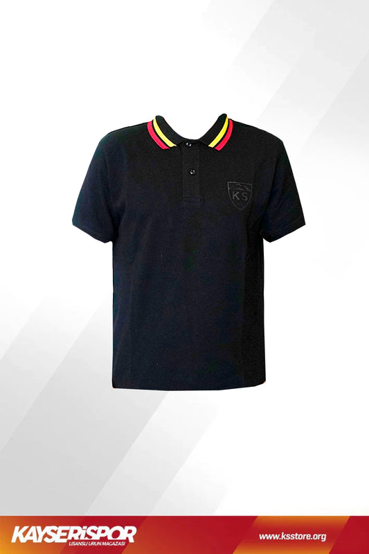 KYSR Polo Sarı Kırmızı Yaka Siyah Tshirt (Yeni Ürün)